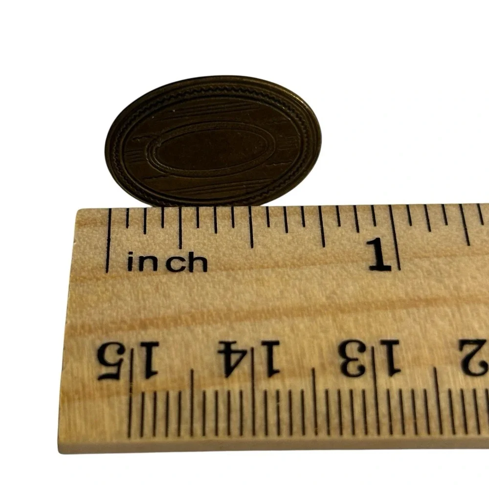 Brass‎ Etched Lingerie Clip Tie Bar Oval Mini Vintage Antique Blank Monogram